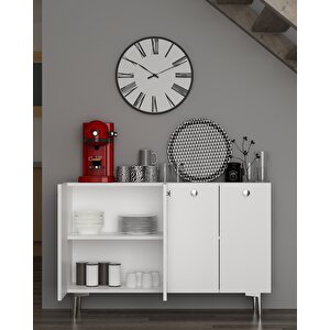 Bettydd (km120) Konsol,kahve Köşesi̇,ayakkabilik,ofi̇s Evrak Dolabi,mutfak Ki̇ler Dolabi beyaz-gümüş