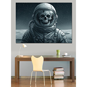 Kafatası Astronot Dekoratif Kanvas - Mdf Ahşap Tablo 100x140 cm