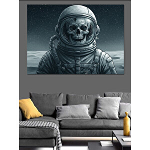 Kafatası Astronot Dekoratif Kanvas - Mdf Ahşap Tablo 100x140 cm