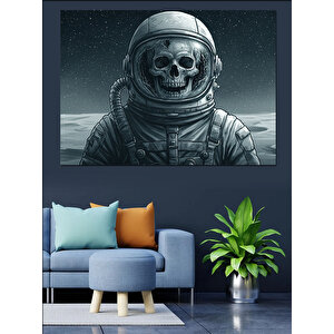 Kafatası Astronot Dekoratif Kanvas - Mdf Ahşap Tablo
