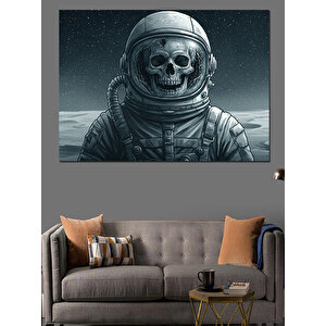 Kafatası Astronot Dekoratif Kanvas - Mdf Ahşap Tablo