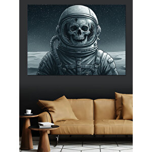 Kafatası Astronot Dekoratif Kanvas - Mdf Ahşap Tablo 35x50 cm