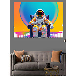 Renkli Astronot Portresi Dekoratif Kanvas - Mdf Ahşap Tablo 25x35 cm