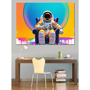 Renkli Astronot Portresi Dekoratif Kanvas - Mdf Ahşap Tablo 25x35 cm