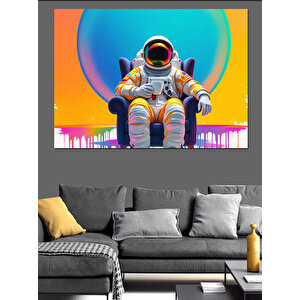 Renkli Astronot Portresi Dekoratif Kanvas - Mdf Ahşap Tablo 25x35 cm