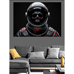 Kırmızı Astronot Kafası Dekoratif Kanvas - Mdf Ahşap Tablo 35x50 cm