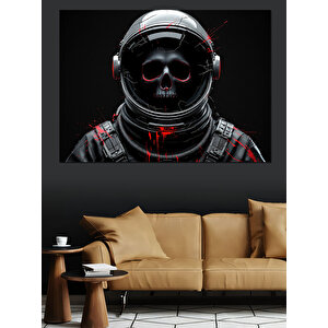 Kırmızı Astronot Kafası Dekoratif Kanvas - Mdf Ahşap Tablo 35x50 cm