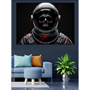 Kırmızı Astronot Kafası Dekoratif Kanvas - Mdf Ahşap Tablo 35x50 cm