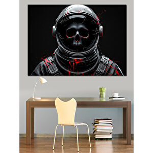 Kırmızı Astronot Kafası Dekoratif Kanvas - Mdf Ahşap Tablo