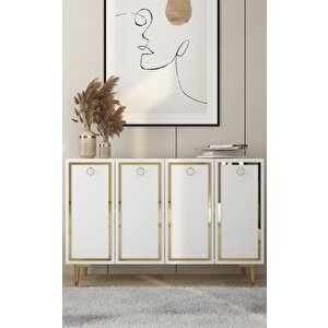 Wollydd (km120) Konsol,çok Amaçlı Dolap Beyaz-altın Beyaz gold