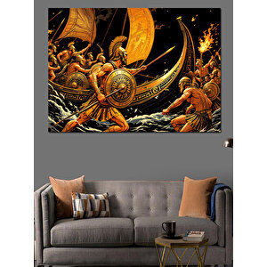 Altın Astronomi Küresi Dekoratif Kanvas - Mdf Ahşap Tablo