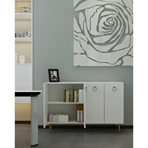 Efesdd (km120) Konsol,kahve Köşesi̇,ayakkabilik,ofi̇s Evrak Dolabi,mutfak Ki̇ler Dolabi beyaz-altın