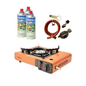 Tekli Portatif Ocak Tüp Girişli Turuncu+dedantör Set+220gr 3 Adet