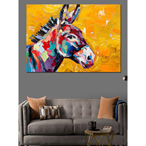 Renkli Fırça İzi Eşek Dekoratif Kanvas - Mdf Ahşap Tablo 35x50 cm