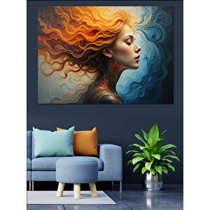 Rüzgarda Savrulan Kız Portresi Dekoratif Kanvas - Mdf Ahşap Tablo 70x100 cm
