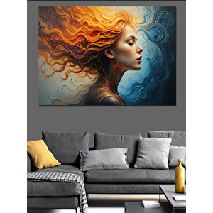 Rüzgarda Savrulan Kız Portresi Dekoratif Kanvas - Mdf Ahşap Tablo 50x70 cm