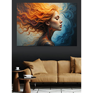 Rüzgarda Savrulan Kız Portresi Dekoratif Kanvas - Mdf Ahşap Tablo 35x50 cm