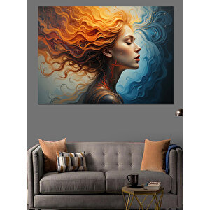 Rüzgarda Savrulan Kız Portresi Dekoratif Kanvas - Mdf Ahşap Tablo