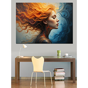 Rüzgarda Savrulan Kız Portresi Dekoratif Kanvas - Mdf Ahşap Tablo