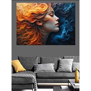 Rüzgarlı Kadın Silueti Dekoratif Kanvas - Mdf Ahşap Tablo 100x140 cm