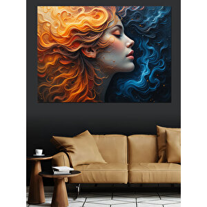 Rüzgarlı Kadın Silueti Dekoratif Kanvas - Mdf Ahşap Tablo 100x140 cm