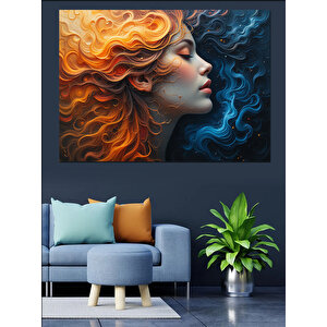 Rüzgarlı Kadın Silueti Dekoratif Kanvas - Mdf Ahşap Tablo 100x140 cm