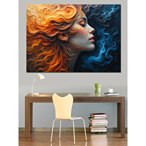 Rüzgarlı Kadın Silueti Dekoratif Kanvas - Mdf Ahşap Tablo