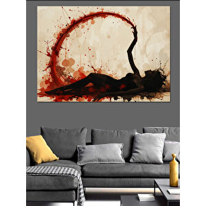 Siyah Fırça Kadın Figürü Dekoratif Kanvas - Mdf Ahşap Tablo 100x140 cm