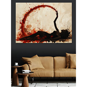 Siyah Fırça Kadın Figürü Dekoratif Kanvas - Mdf Ahşap Tablo 100x140 cm