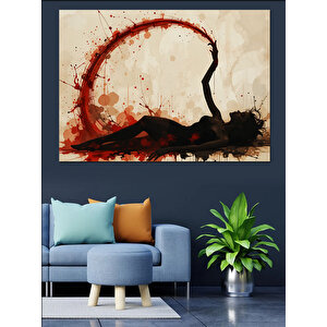 Siyah Fırça Kadın Figürü Dekoratif Kanvas - Mdf Ahşap Tablo 100x140 cm