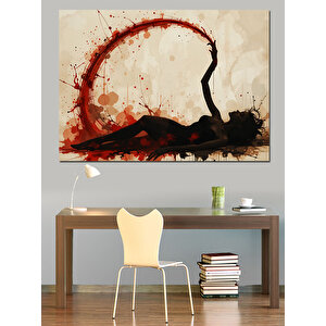 Siyah Fırça Kadın Figürü Dekoratif Kanvas - Mdf Ahşap Tablo