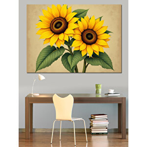 Parlak Sarı Ayçiçekler Dekoratif Kanvas - Mdf Ahşap Tablo