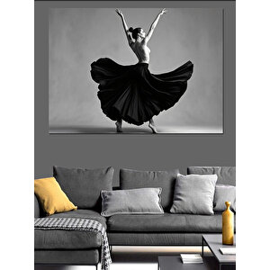 Siyah Beyaz Balerin Dekoratif Kanvas - Mdf Ahşap Tablo 70x100 cm