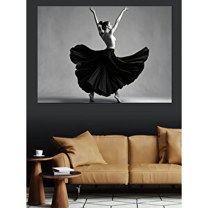 Siyah Beyaz Balerin Dekoratif Kanvas - Mdf Ahşap Tablo 35x50 cm