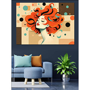 Rüzgarlı Kadın İllüstrasyonu Dekoratif Kanvas - Mdf Ahşap Tablo