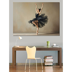 Siyah Tütüyle Balerin Dekoratif Kanvas - Mdf Ahşap Tablo 100x140 cm