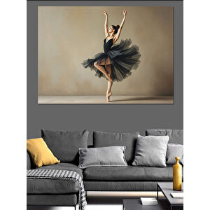 Siyah Tütüyle Balerin Dekoratif Kanvas - Mdf Ahşap Tablo 35x50 cm