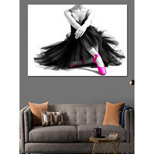 Siyah Beyaz Balerin Figürü Dekoratif Kanvas - Mdf Ahşap Tablo 35x50 cm