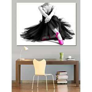 Siyah Beyaz Balerin Figürü Dekoratif Kanvas - Mdf Ahşap Tablo 35x50 cm