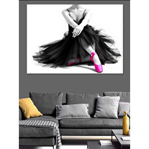 Siyah Beyaz Balerin Figürü Dekoratif Kanvas - Mdf Ahşap Tablo 35x50 cm