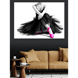 Siyah Beyaz Balerin Figürü Dekoratif Kanvas - Mdf Ahşap Tablo