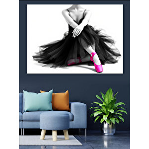 Siyah Beyaz Balerin Figürü Dekoratif Kanvas - Mdf Ahşap Tablo