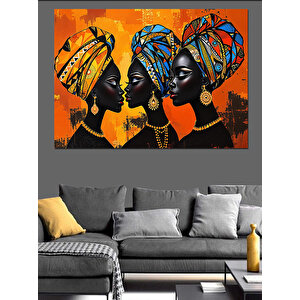 Afrikalı Kadınlar Yan Yana Dekoratif Kanvas - Mdf Ahşap Tablo 25x35 cm