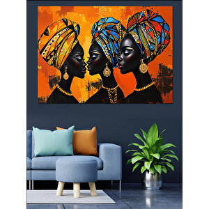 Afrikalı Kadınlar Yan Yana Dekoratif Kanvas - Mdf Ahşap Tablo 50x70 cm
