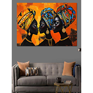 Afrikalı Kadınlar Yan Yana Dekoratif Kanvas - Mdf Ahşap Tablo