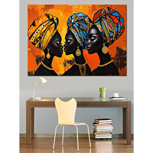 Afrikalı Kadınlar Yan Yana Dekoratif Kanvas - Mdf Ahşap Tablo
