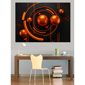 Turuncu Gezegenler Sanatı Dekoratif Kanvas - Mdf Ahşap Tablo 100x140 cm