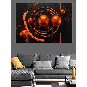 Turuncu Gezegenler Sanatı Dekoratif Kanvas - Mdf Ahşap Tablo 100x140 cm