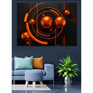 Turuncu Gezegenler Sanatı Dekoratif Kanvas - Mdf Ahşap Tablo