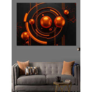 Turuncu Gezegenler Sanatı Dekoratif Kanvas - Mdf Ahşap Tablo